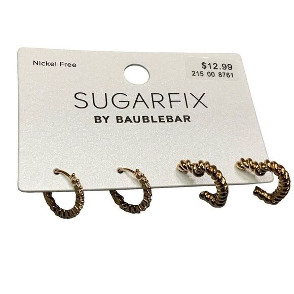 SugarFix by BaubleBar Crystal Hoop & Gold Tone Heart Earring Set - Picture 2 of 8